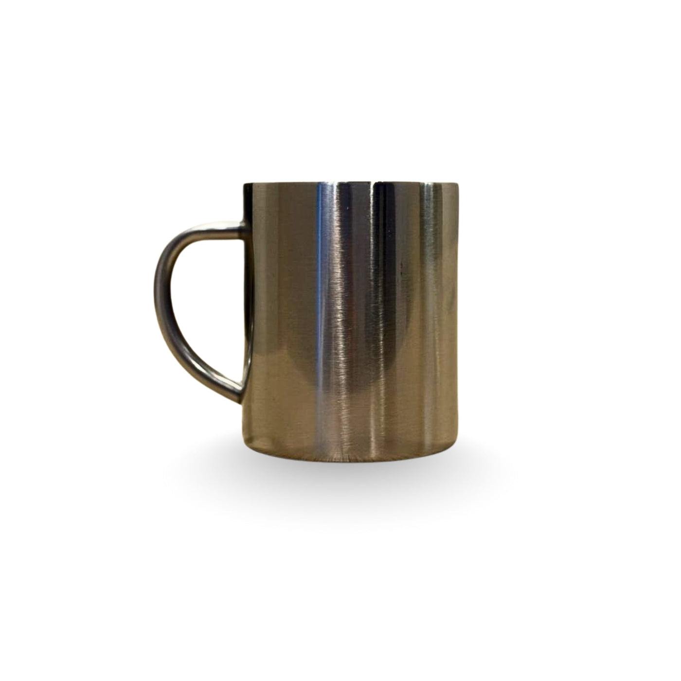 Metallic mug on a white background