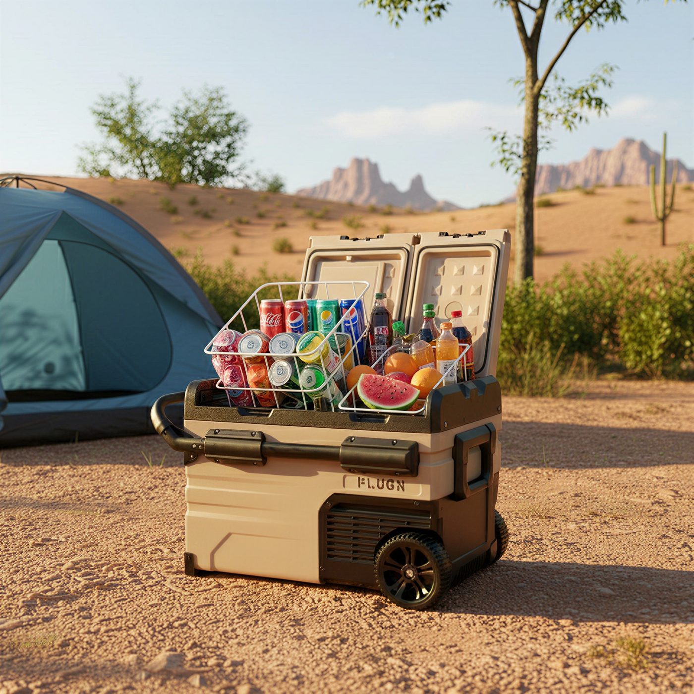 Portable Fridge Freezer FR38i keeping food and drinks cold outdoors
