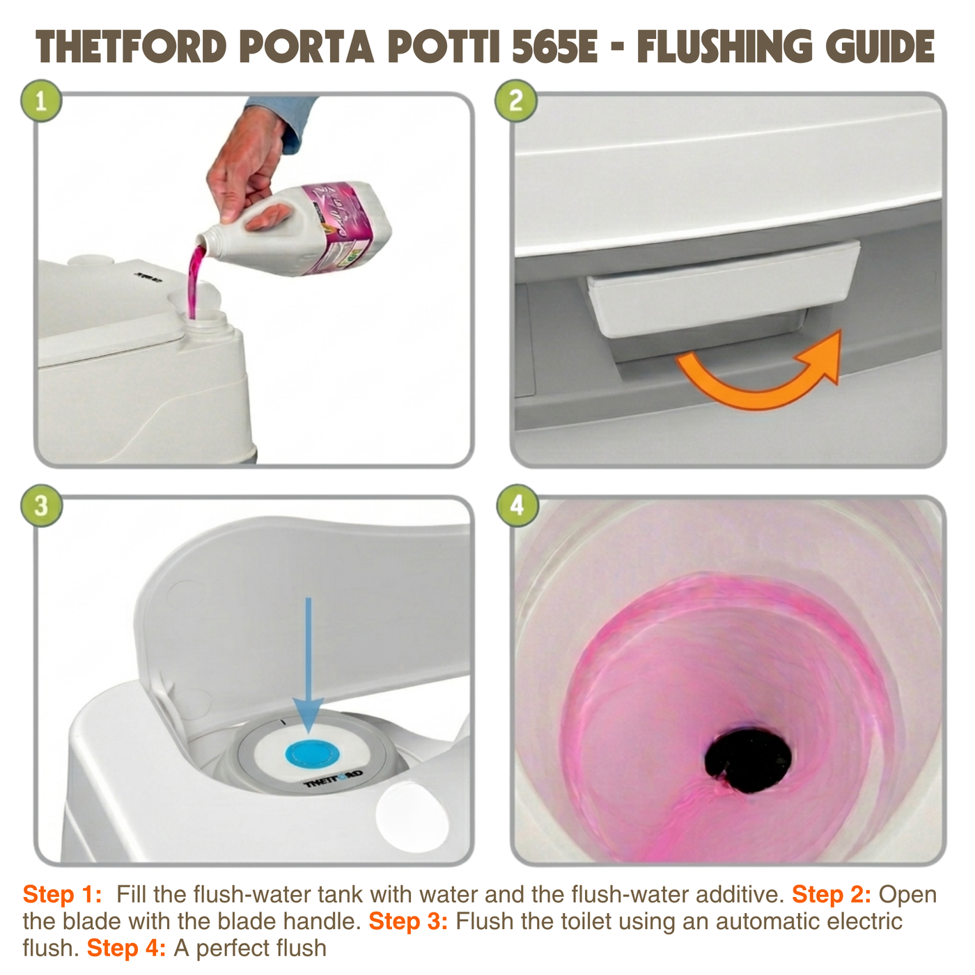 Thetford Porta Potti 565E | Portable Camping Toilet with Electric Flush