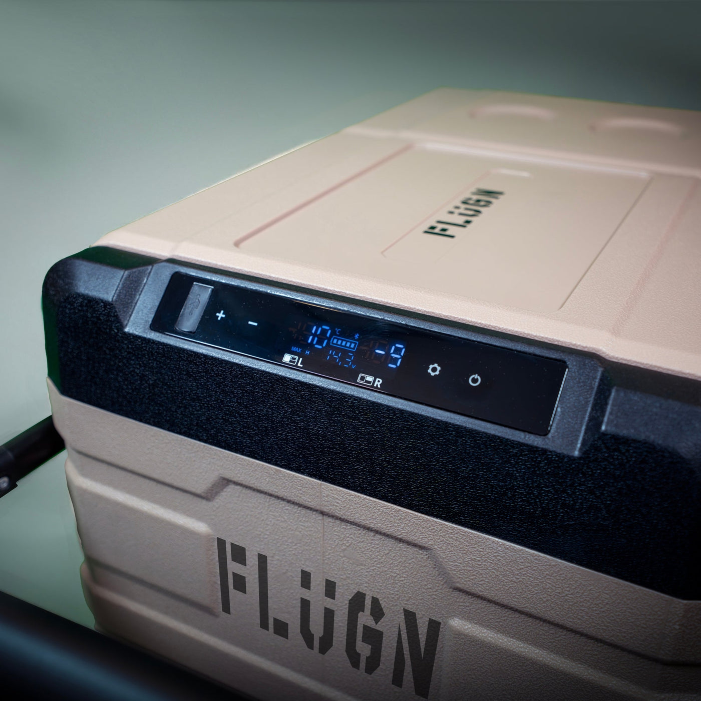 Portable Fridge Freezer showing LED digital display for fridge and freezer
